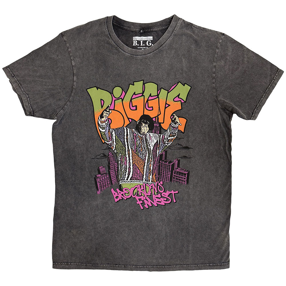 Biggie Smalls Stone Wash T-Shirt: Cartoon Graffiti