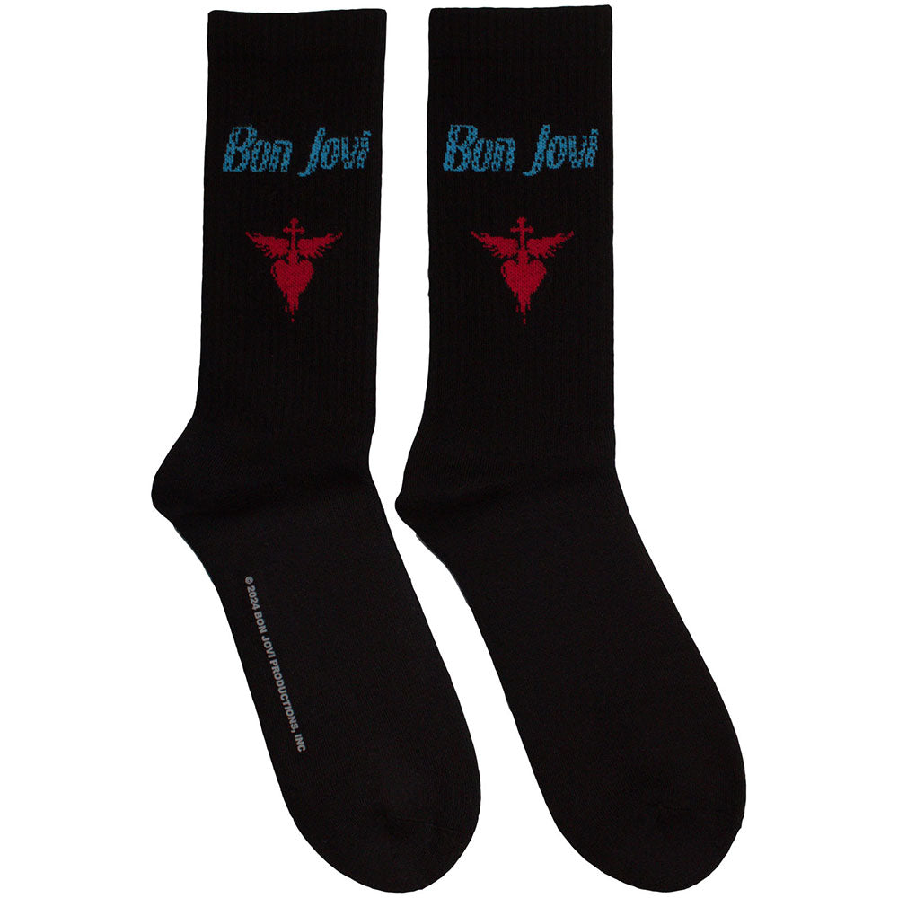 Bon Jovi Terry Socks: Dagger Heart Blue Logo