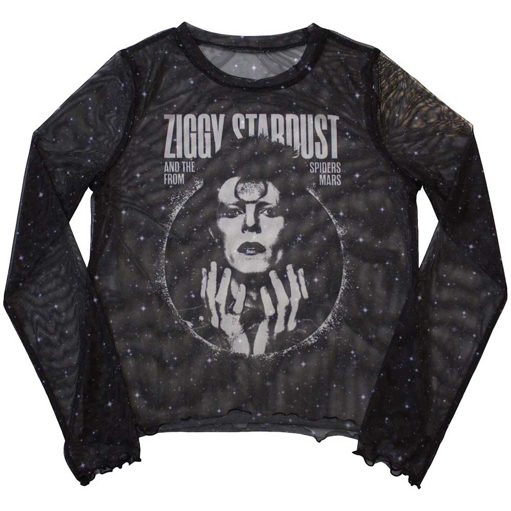 David Bowie Ladies Long Sleeve Crop Top: Ziggy v1