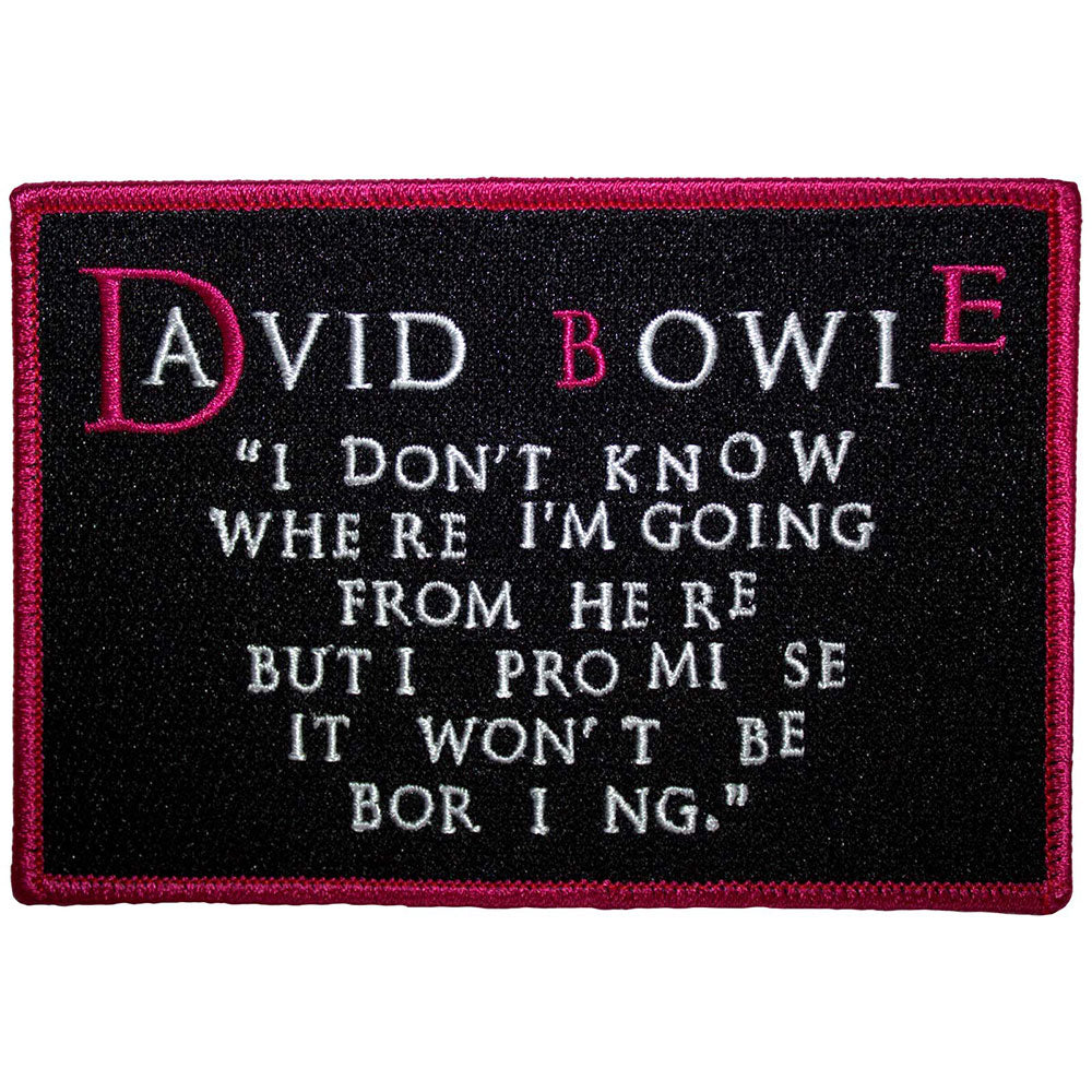 David Bowie Patch: I Dont Know Where I'm Going