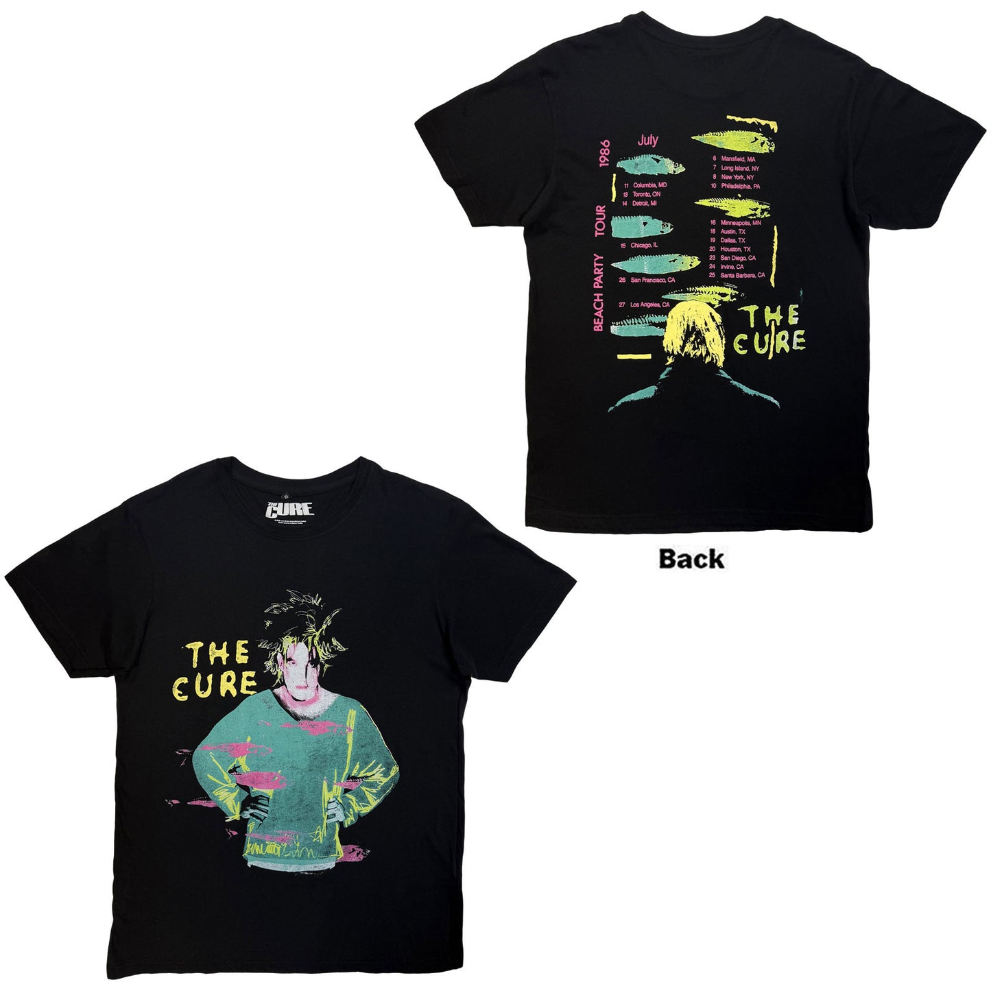 The Cure Carbon T-Shirt: Beach Party Tour '86