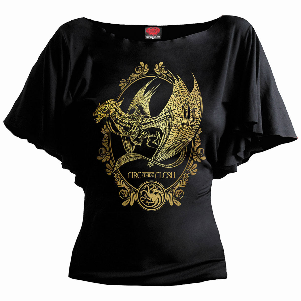 House of Dragons Ladies Latin Boatneck Top: Filigree