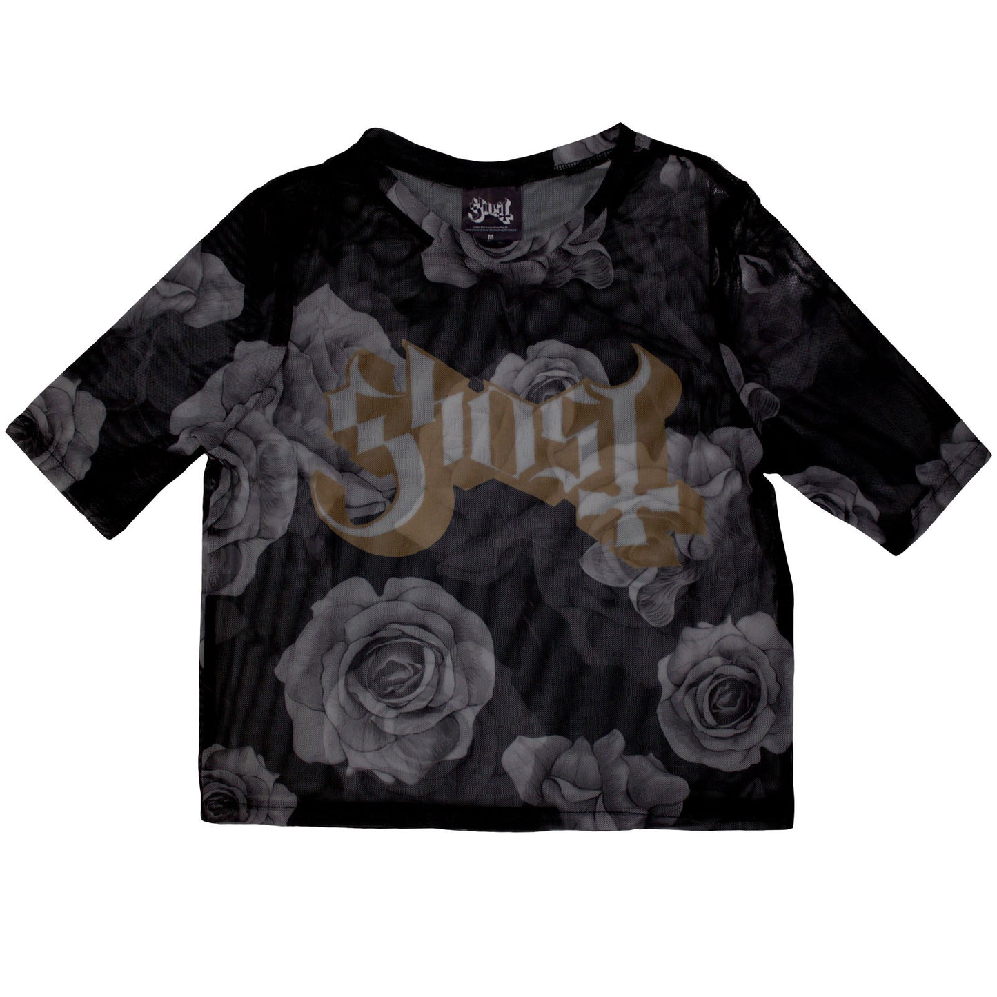 Ghost Ladies Crop Top: Logo & Roses