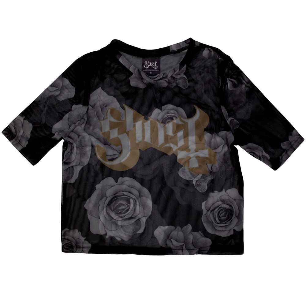 Ghost Ladies Crop Top: Logo & Roses