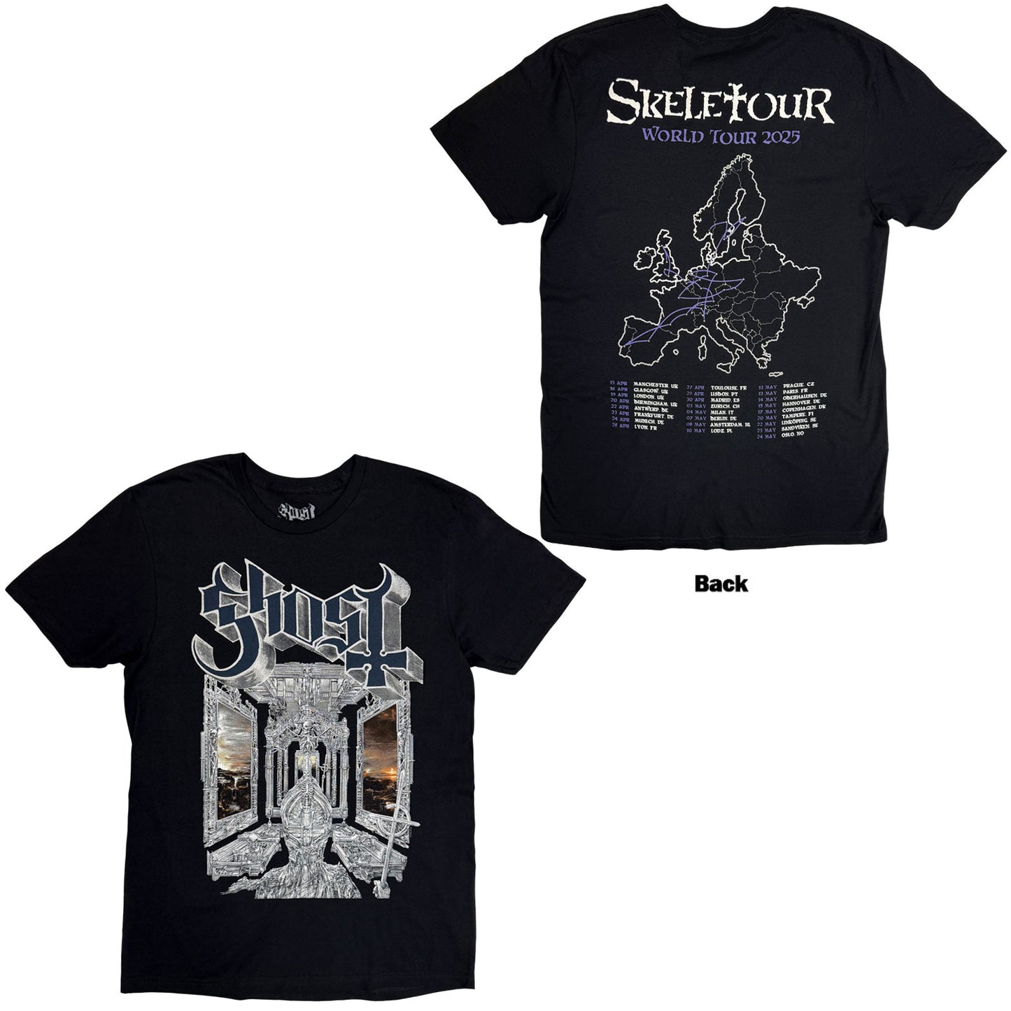Ghost T-Shirt: Skeleta Album Cover '25 Tour Dates
