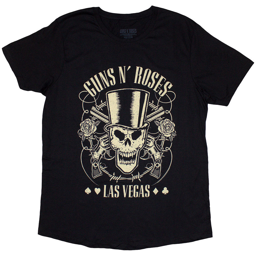Guns N' Roses Ladies T-Shirt: Top Hat Skull & Pistols Las Vegas