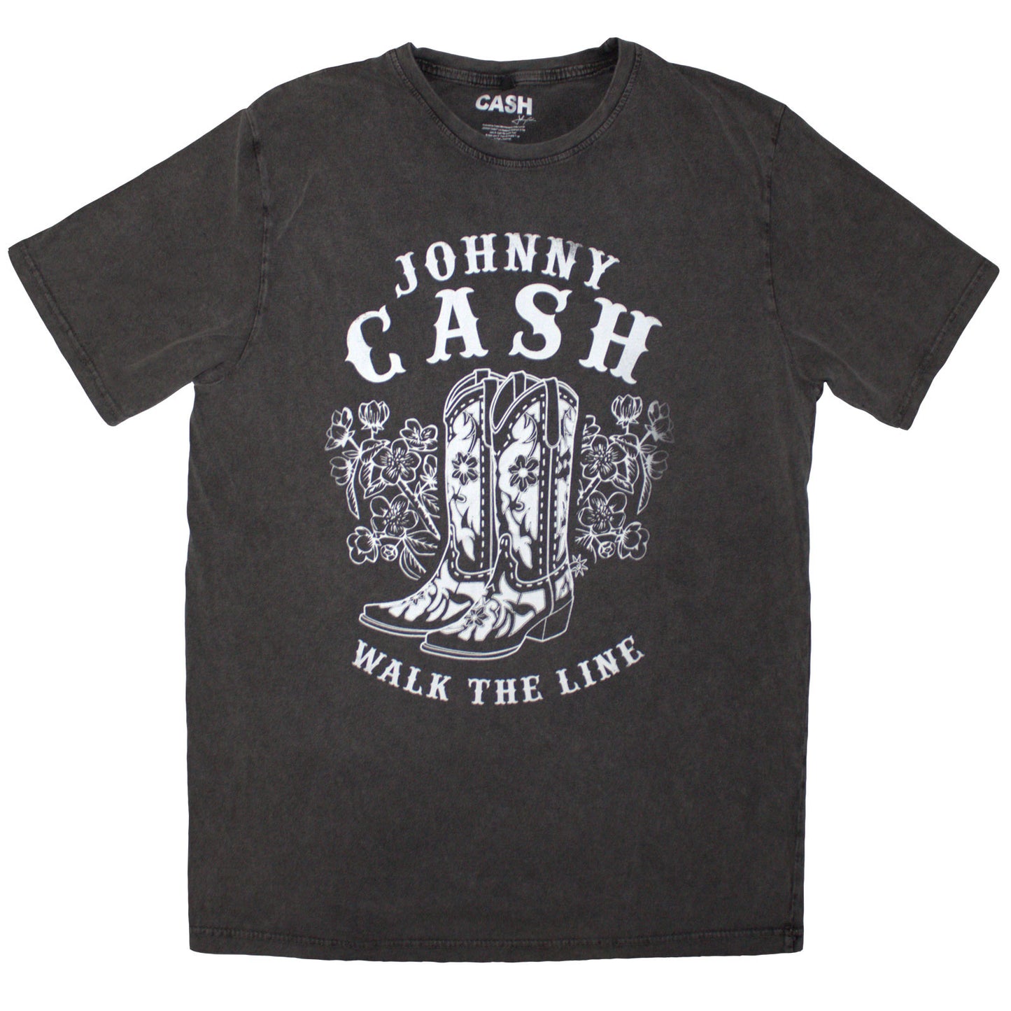 Johnny Cash Stone Wash T-Shirt: Walk The Line Boots