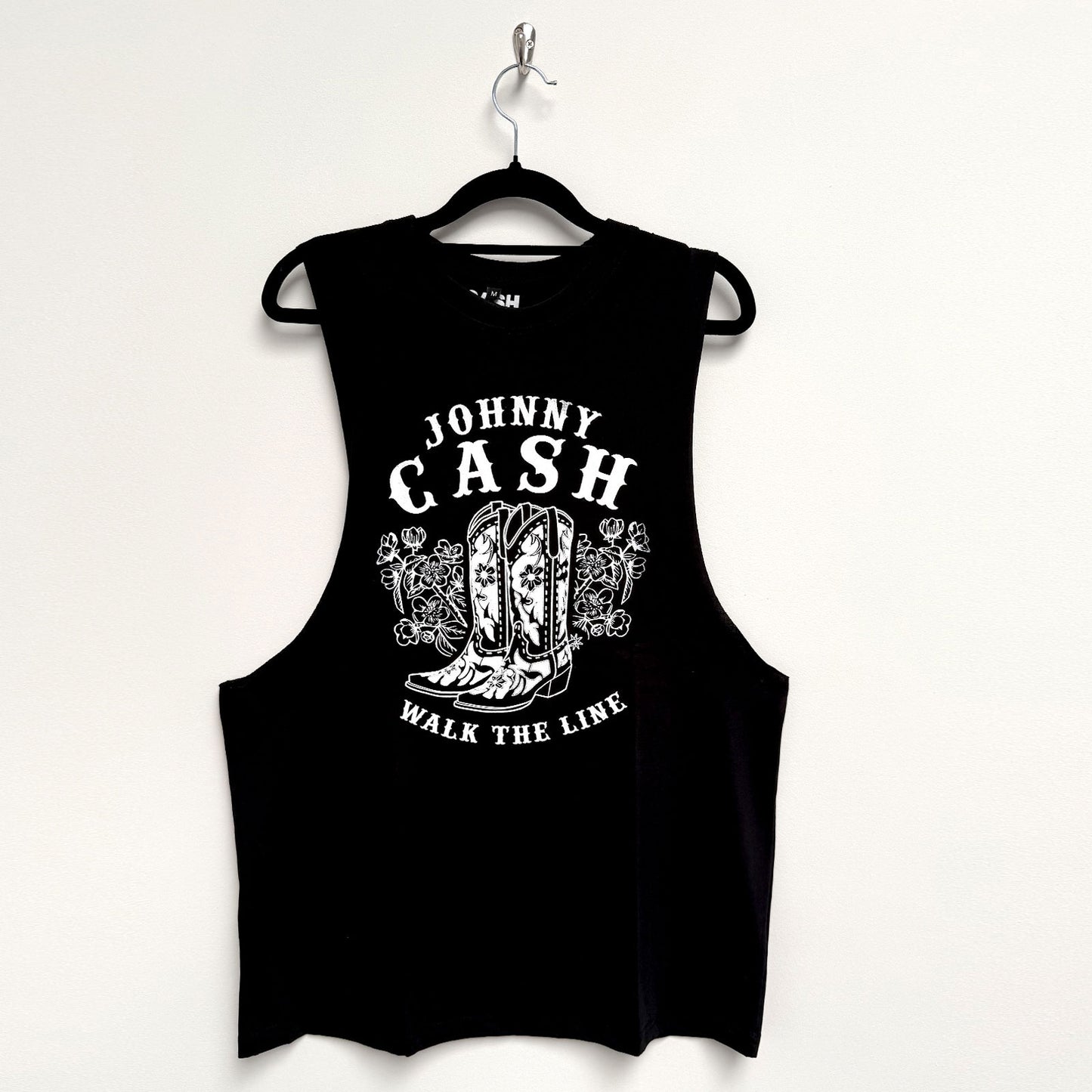 Johnny Cash Vest T-Shirt: Walk The Line Boots
