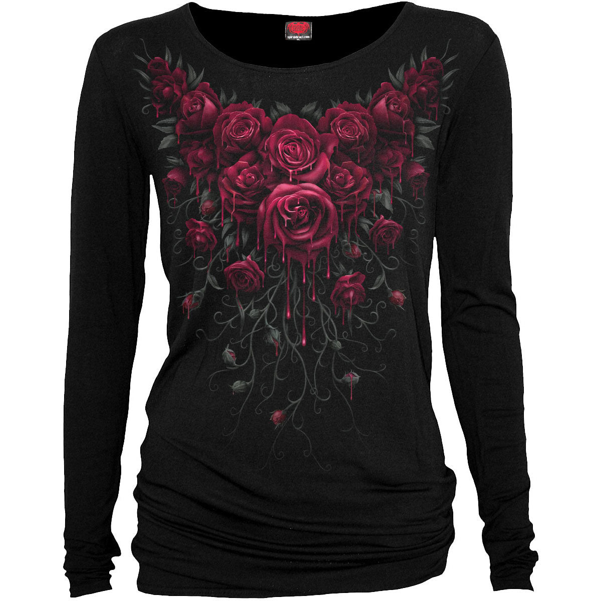 Spiral Ladies Long Sleeve Baggy T-Shirt: Blood Rose