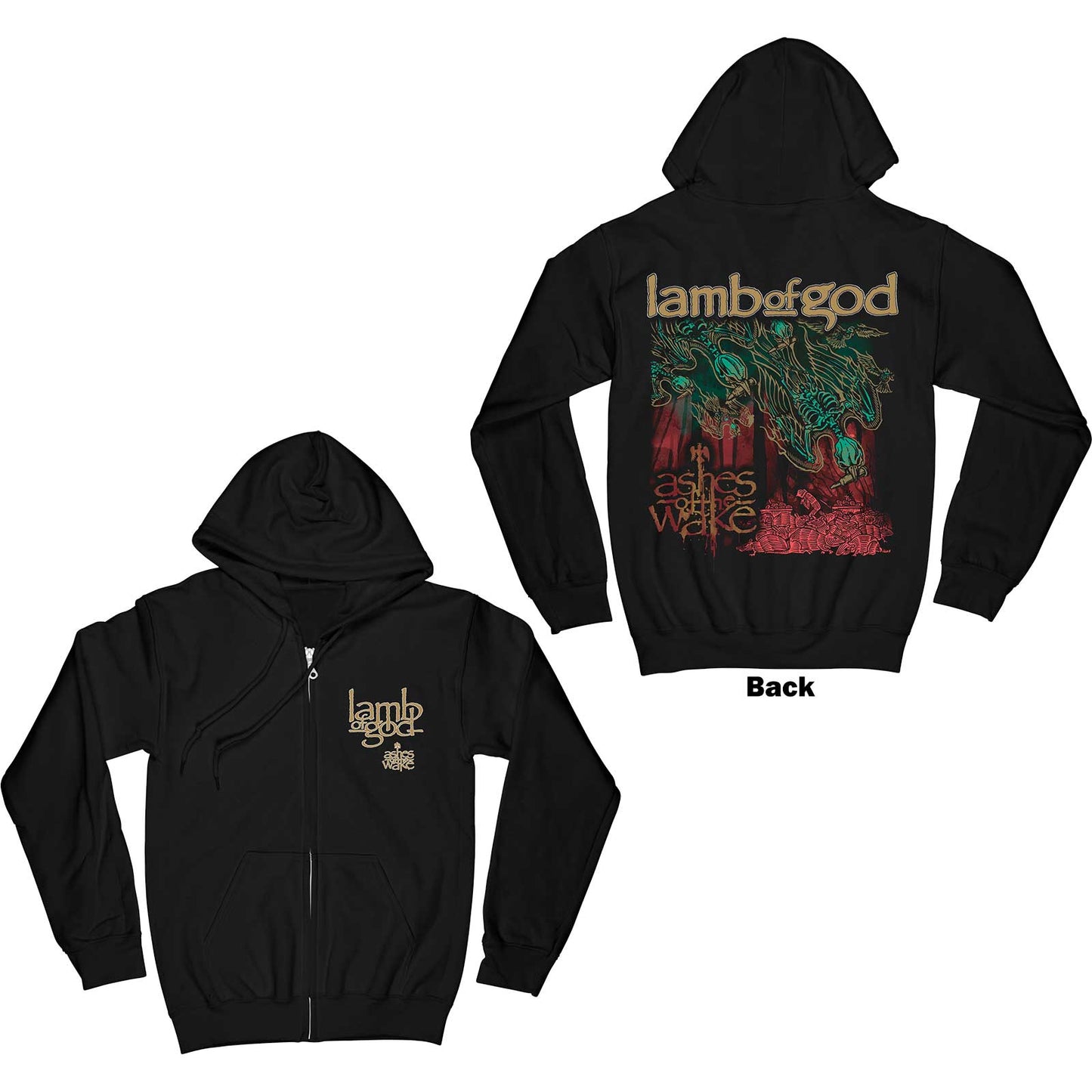 Lamb Of God Zipped Hoodie: Ashes of the Wake Album Cover