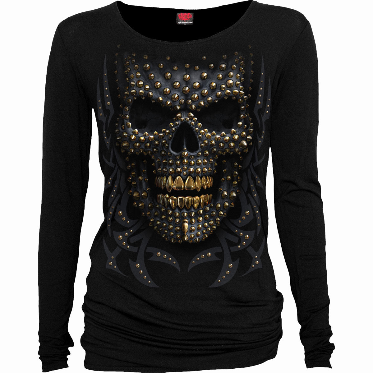 Spiral Ladies Long Sleeve Baggy T-Shirt: Black Gold