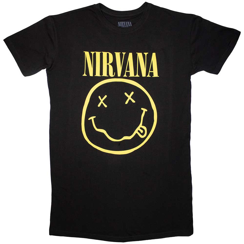 Nirvana Ladies T-Shirt Dress: Yellow Happy Face