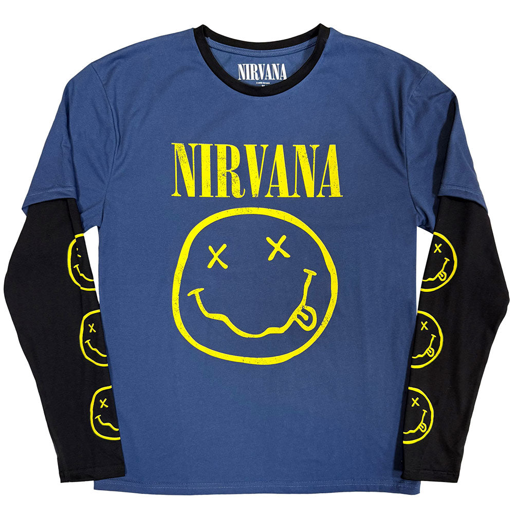 Nirvana Layered Long Sleeve T-Shirt: Yellow Happy Face