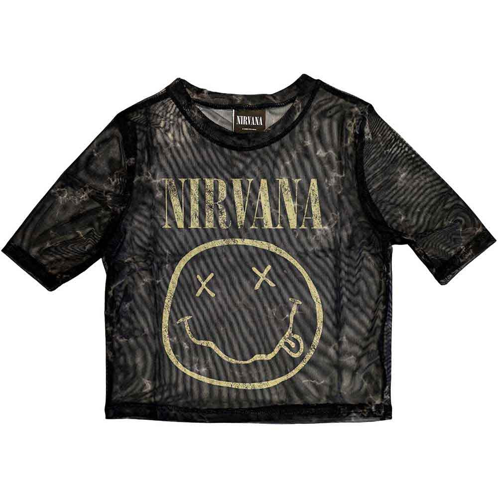 Nirvana Ladies Crop Top: Yellow Happy Face