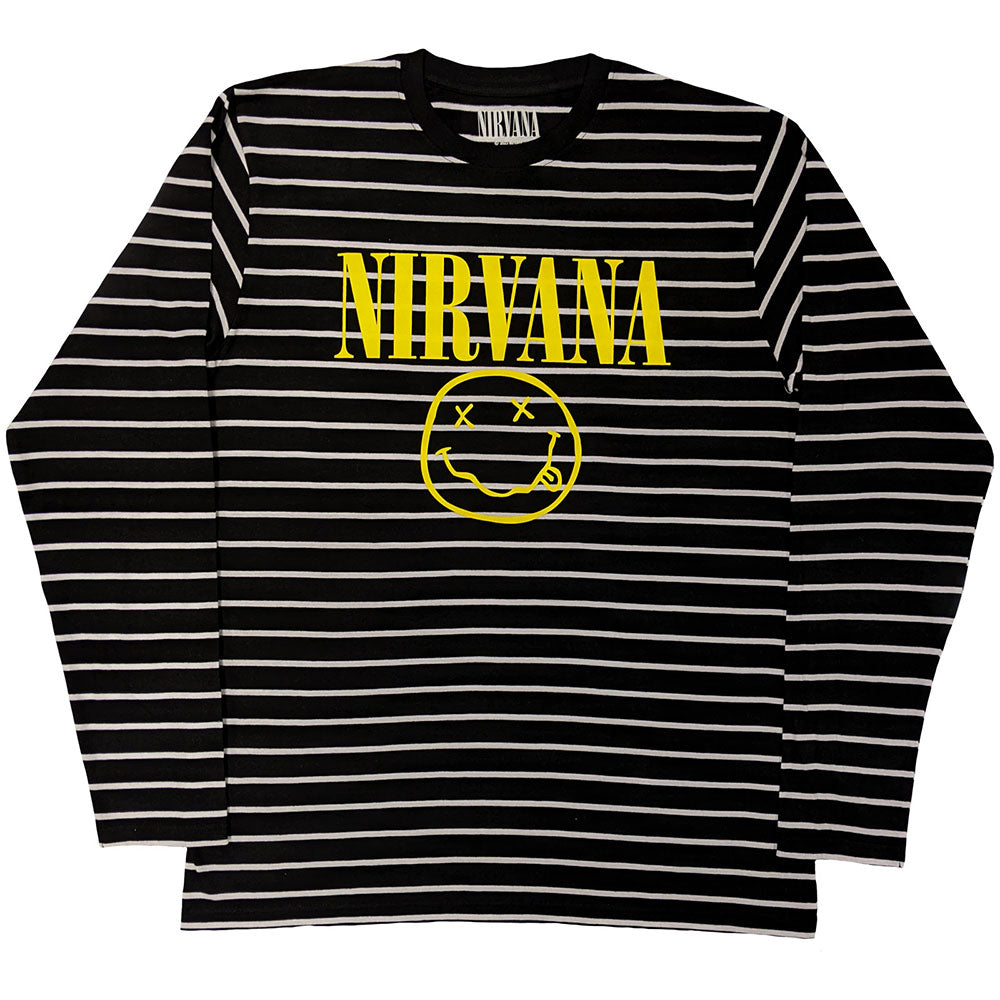Nirvana Sweatshirt: Yellow Happy Face Striped