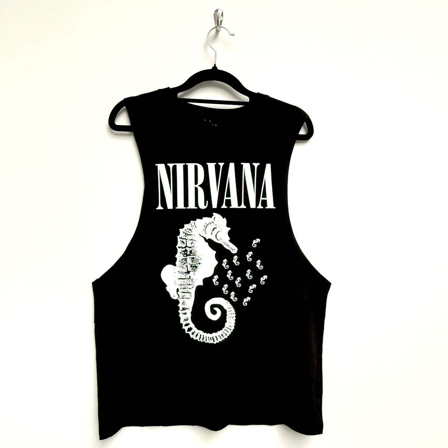 Nirvana Vest T-Shirt: Seahorse & Logo Mono