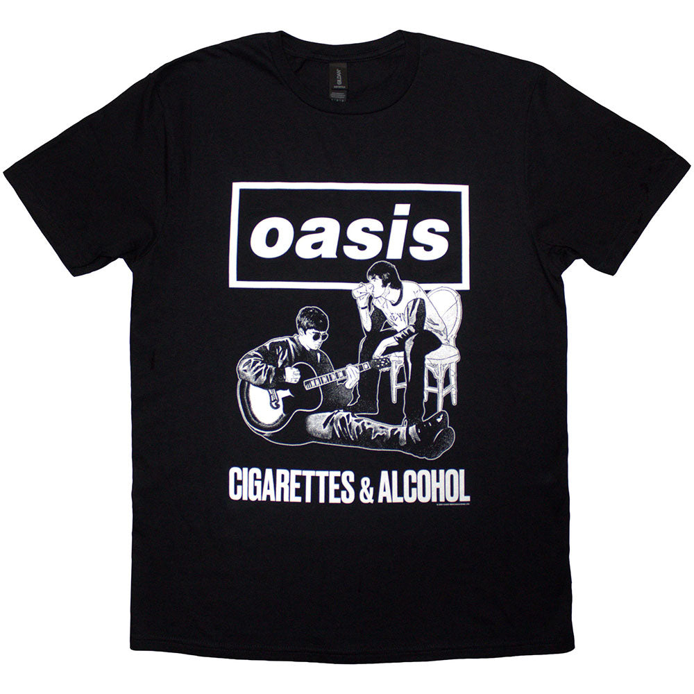 Oasis T-Shirt: Cigarettes & Alcohol Illustration Mono