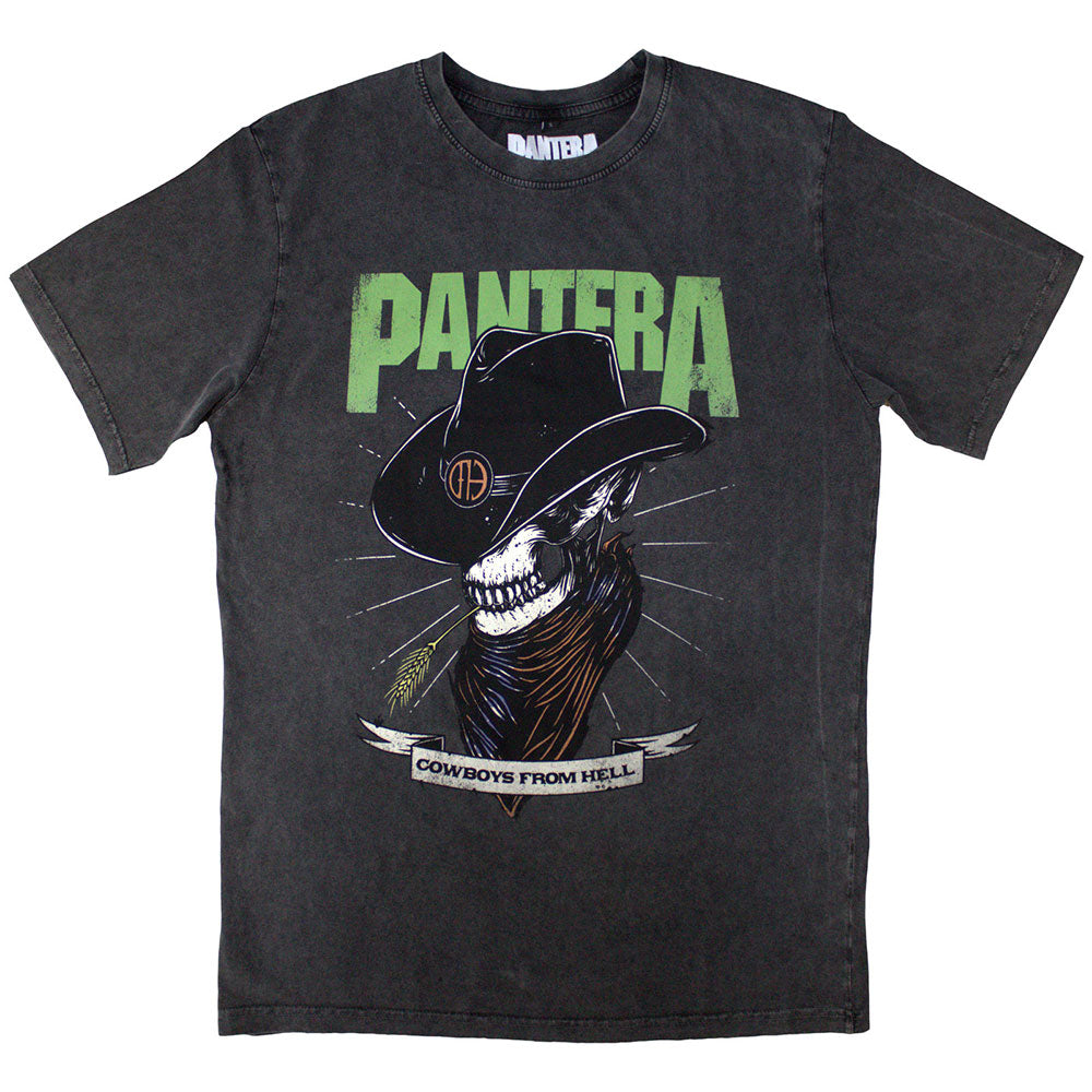 Pantera Stone Wash T-Shirt: Skeleton Cowboy