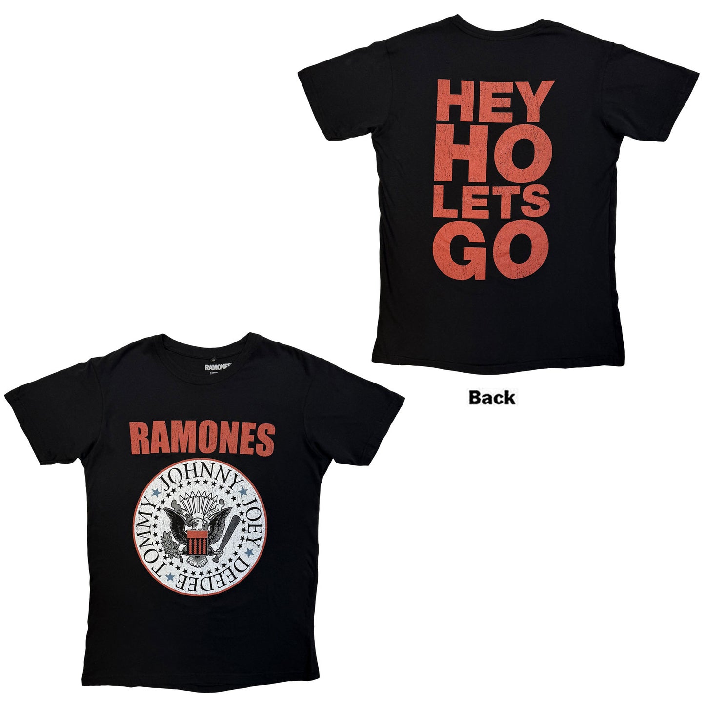 Ramones Carbon T-Shirt: Hey Ho Red Block Text