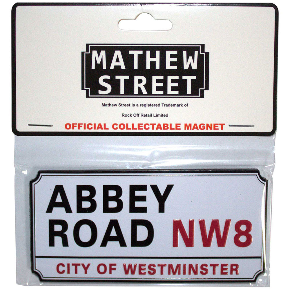Rock Off Premium Fridge Magnet: Abbey Road NW London Sign Embossed