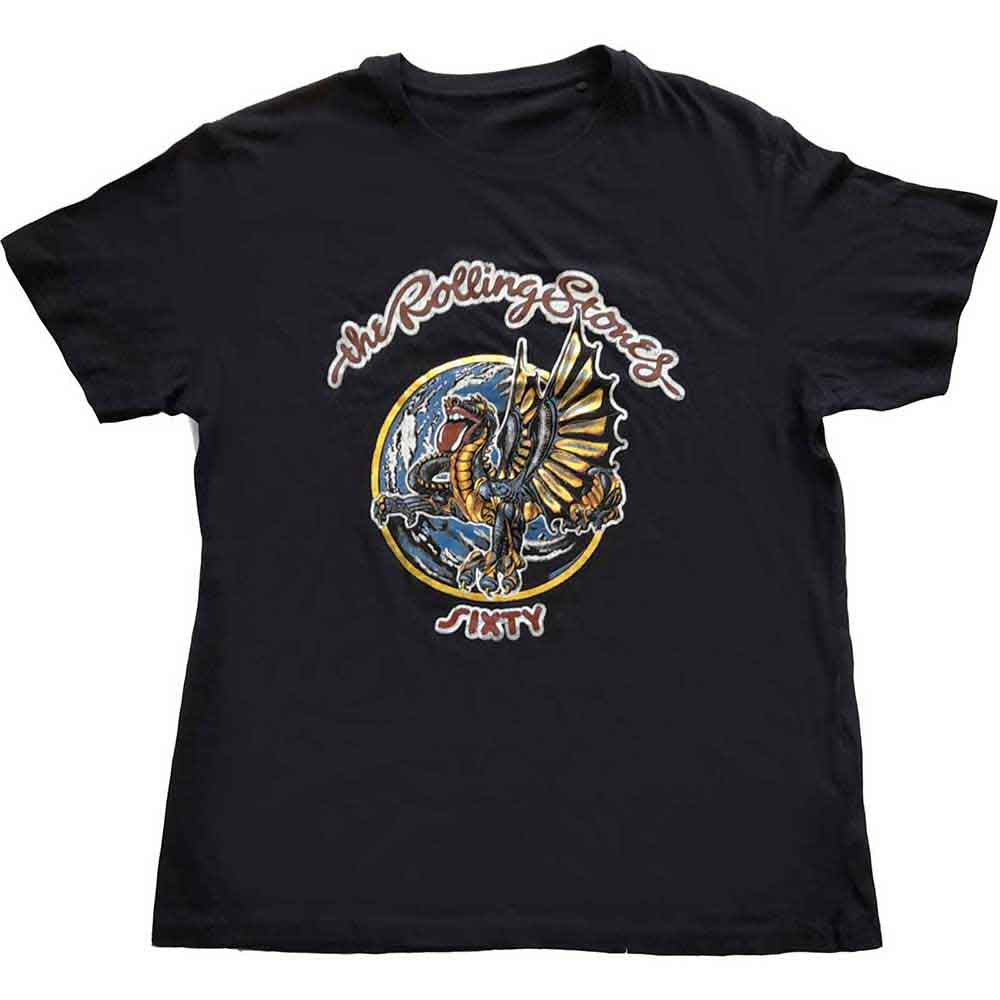 The Rolling Stones T-Shirt: Sixty Dragon Globe Sixty Dragon Globe Foiled Print