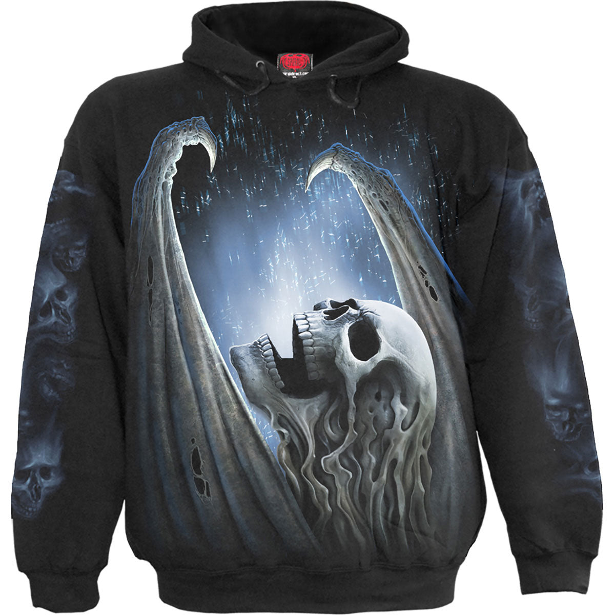Spiral Pullover Hoodie: Winged Skelton