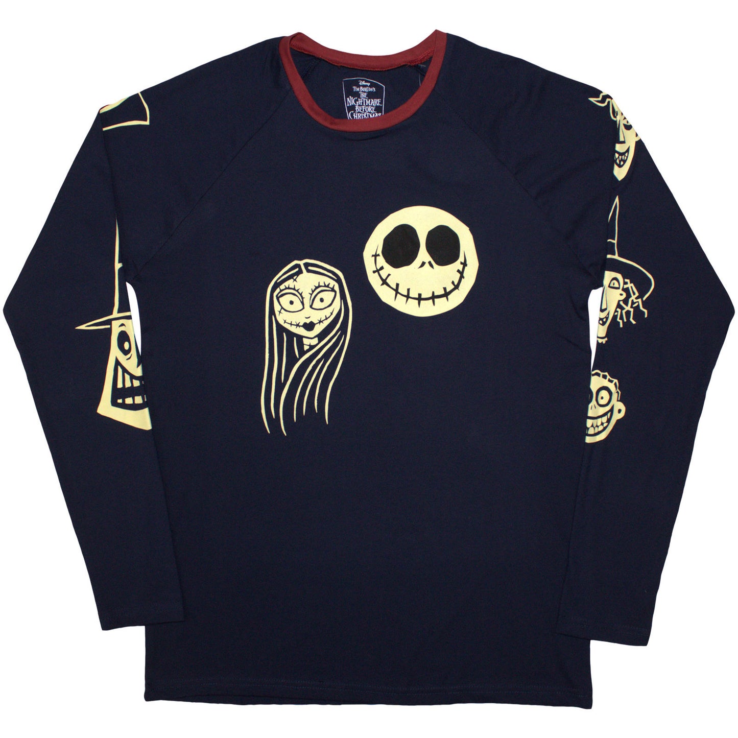 The Nightmare Before Christmas Long Sleeve T-Shirt: Faces AOP