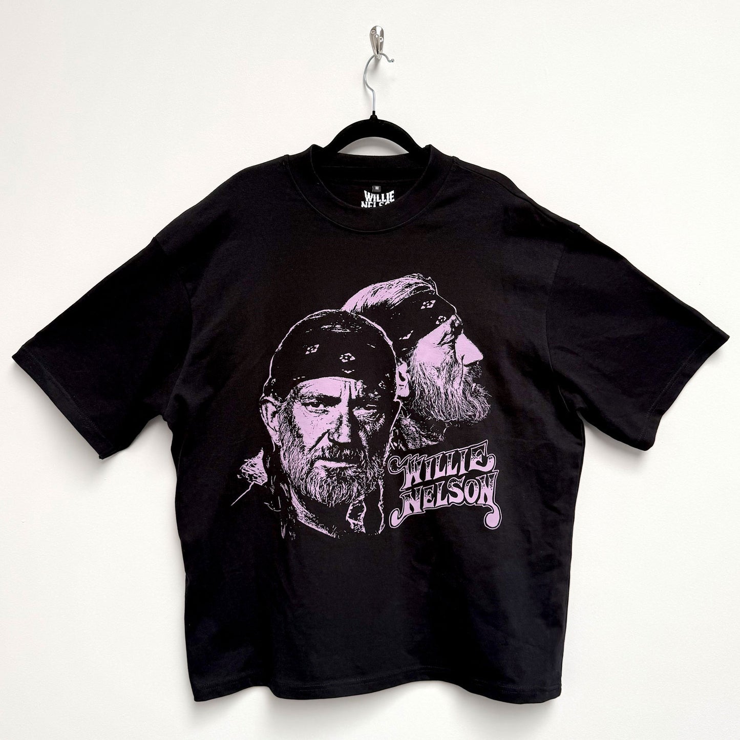 Willie Nelson Oversized Boxy T-Shirt: Purple Graphic