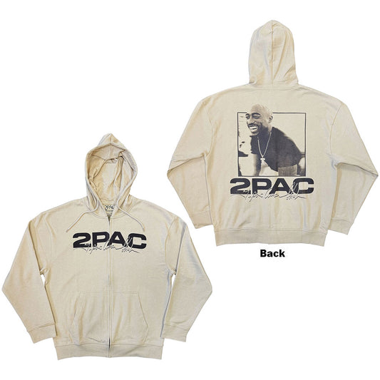 Tupac Zipped Hoodie: Logo & Black Portrait