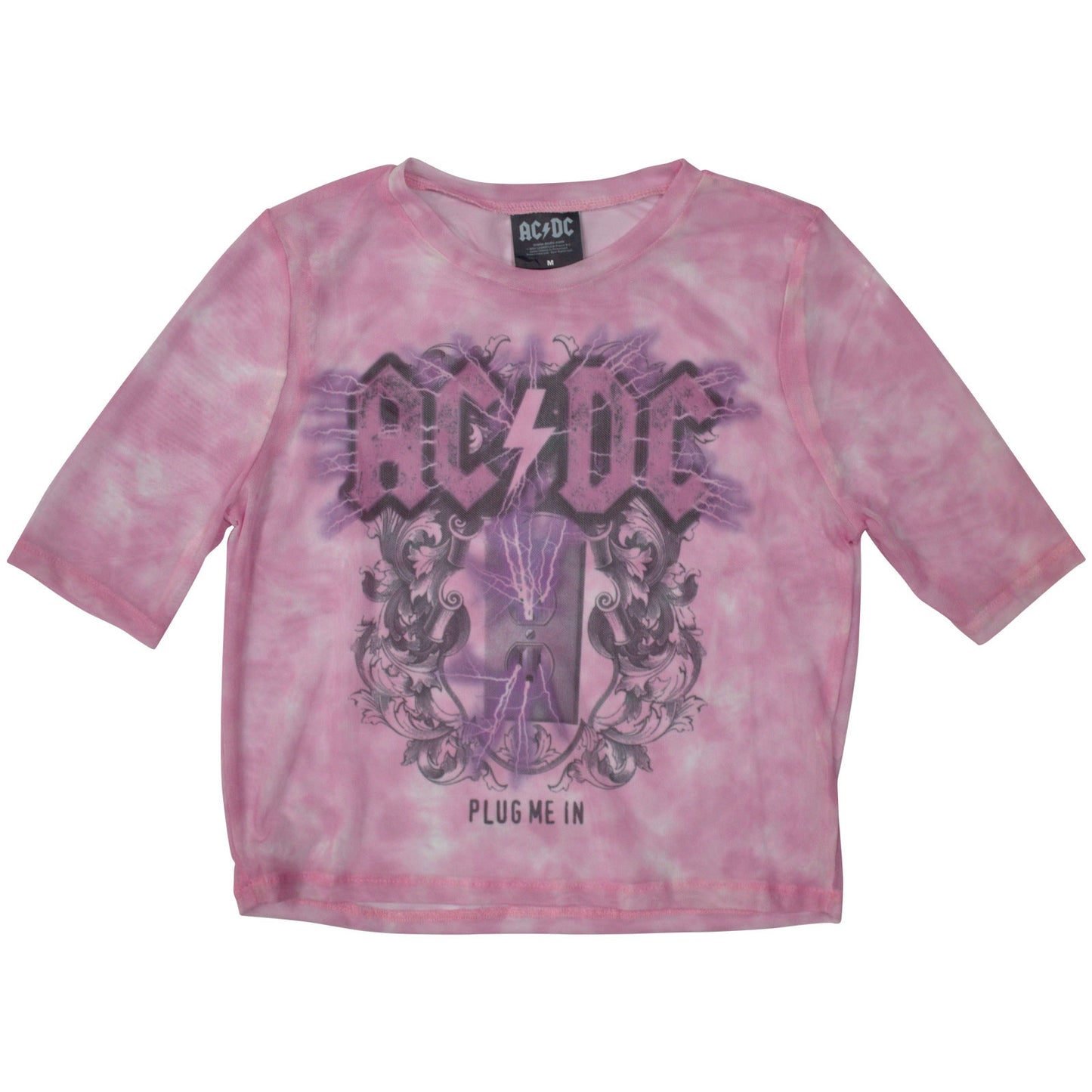 AC/DC Ladies Mesh Crop Top: Plug Me In