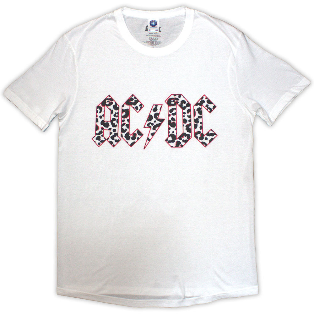 AC/DC Ladies T-Shirt: Mono Leopard Print Logo
