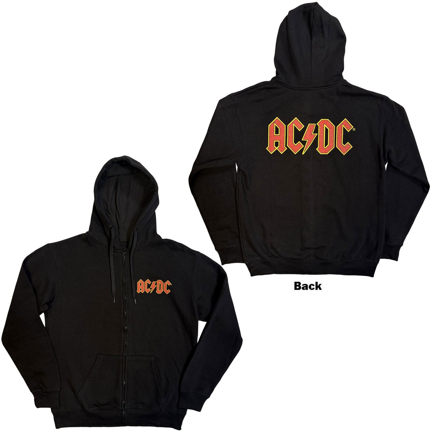 AC/DC Ladies Zipped Hoodie: Logo