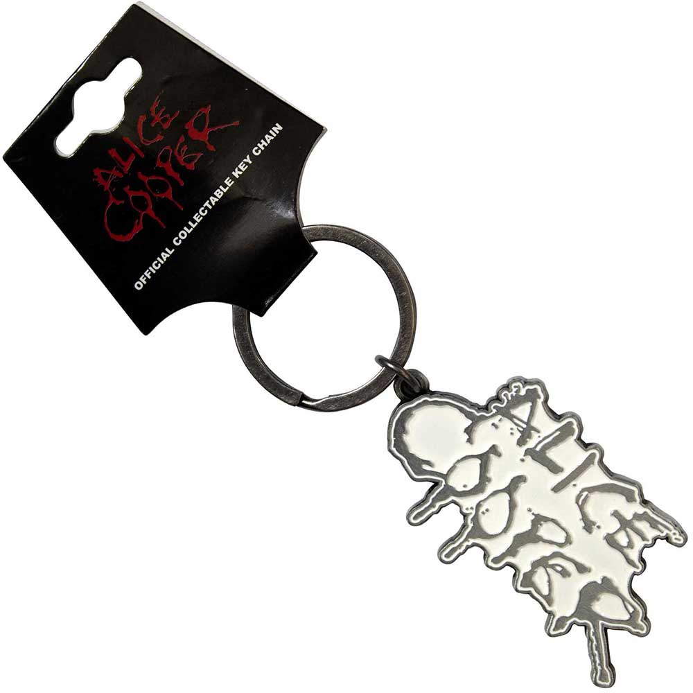 Alice Cooper Keychain: Dripping Logo Silver