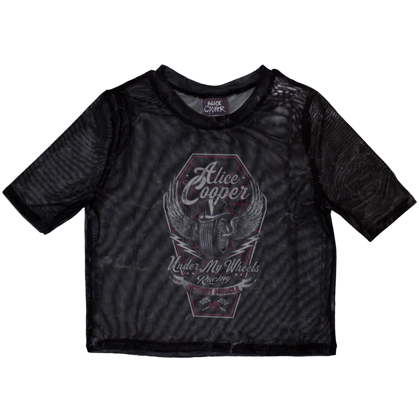 Alice Cooper Ladies Mesh Crop Top: Under My Wheels
