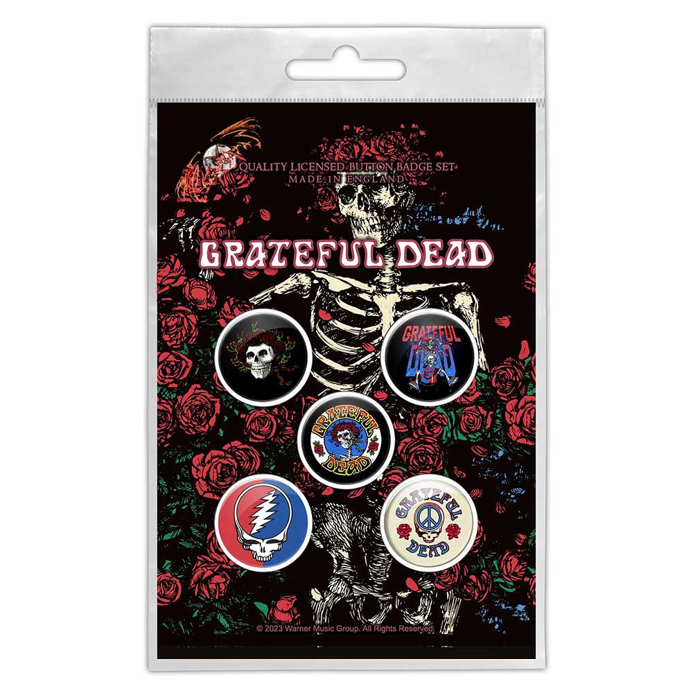 Grateful Dead Badge: Skeleton & Rose