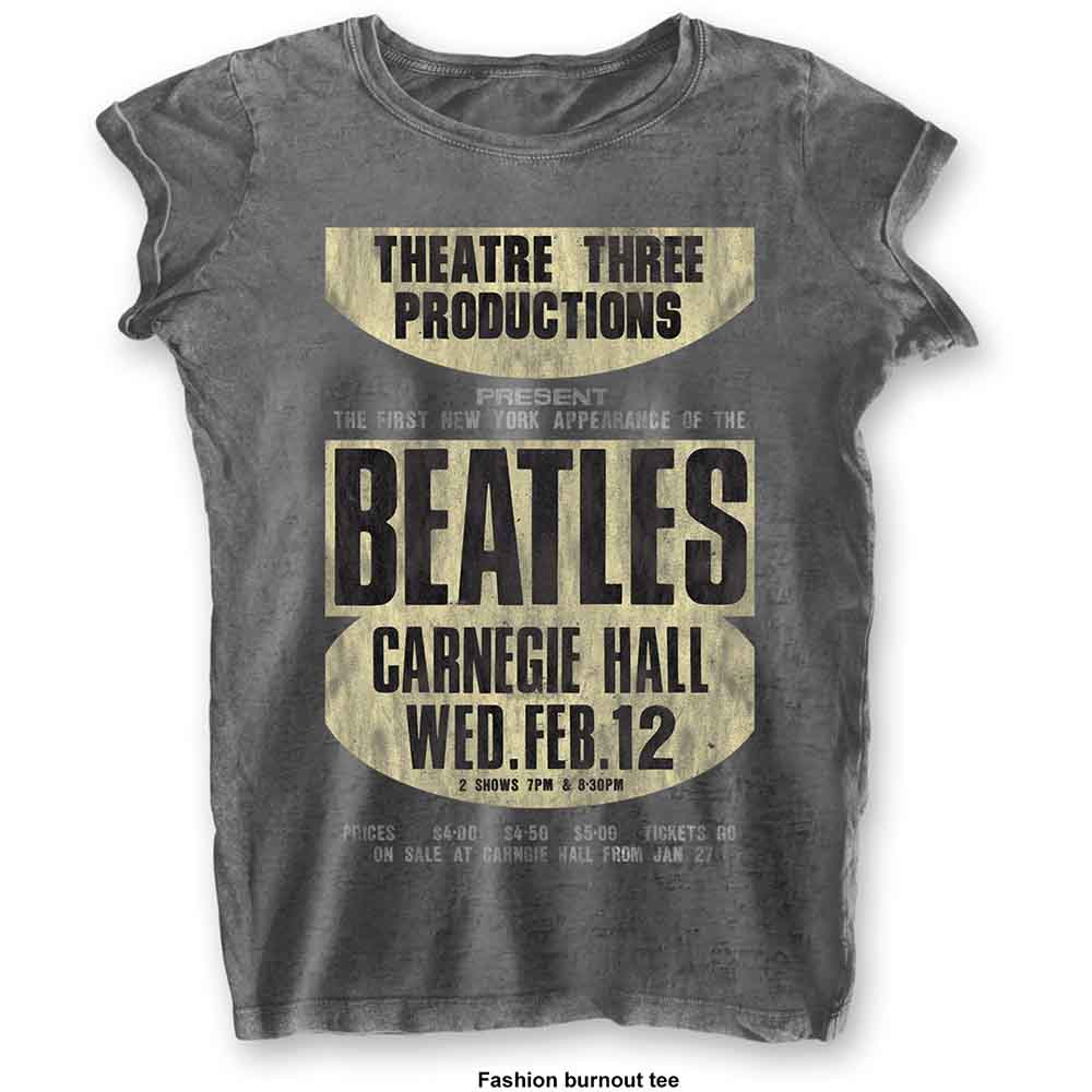 The Beatles Ladies Burnout T-Shirt: Carnegie Hall
