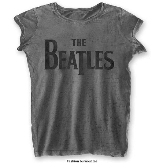 The Beatles Ladies Burnout T-Shirt: Drop T Logo
