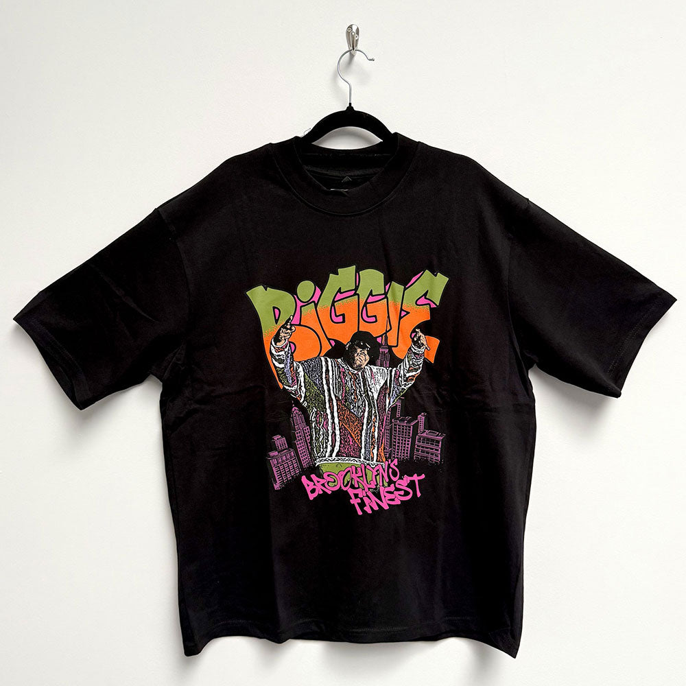 Biggie Smalls Oversized Boxy T-Shirt: Cartoon Graffiti