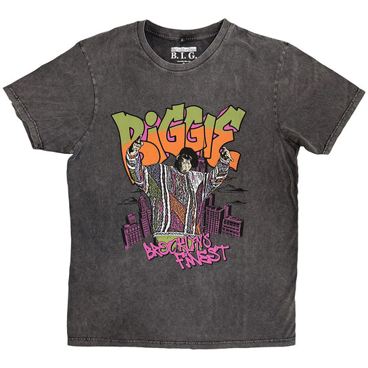 Biggie Smalls Stone Wash T-Shirt: Cartoon Graffiti