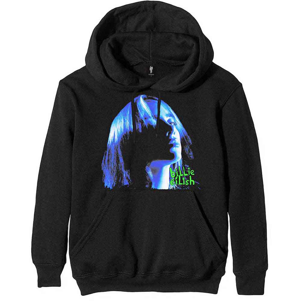 Billie Eilish Pullover Hoodie: Neon Shadow Blue