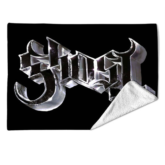 Ghost Sherpa Fleece Blanket: Chrome Logo