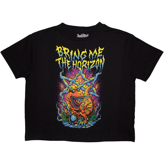 Bring Me The Horizon Ladies Crop Top: Smoking Dinosaur