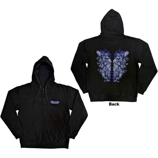 Bring Me The Horizon Zipped Hoodie: Blue Crow Wings