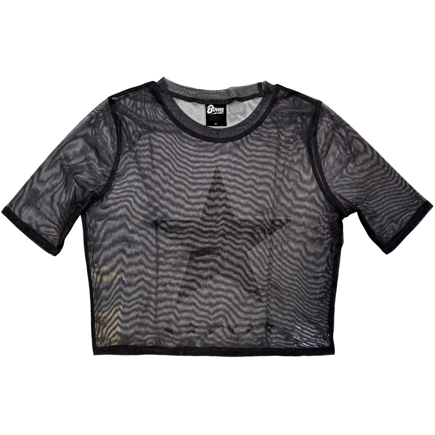 David Bowie Ladies Mesh Crop Top: Blackstar