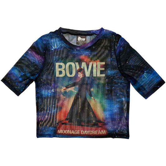 David Bowie Ladies Crop Top: Moonage 11 Fade