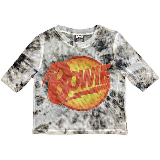David Bowie Ladies Mesh Crop Top: Diamond Dogs Logo