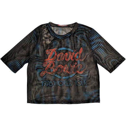 David Bowie Ladies Mesh Crop Top: 1978 World Tour