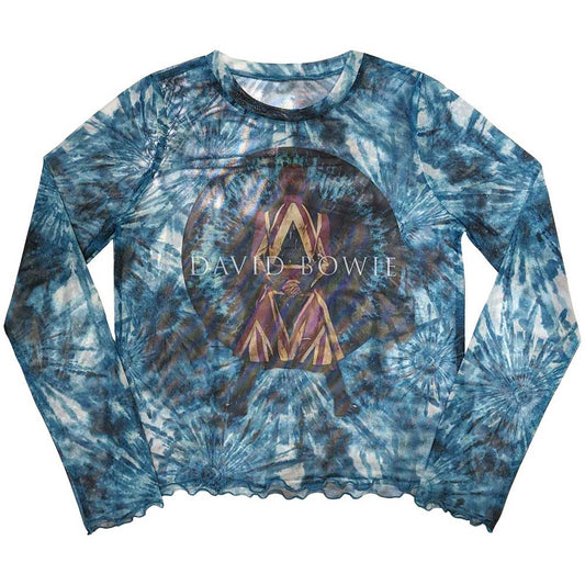 David Bowie Ladies Long Sleeve Crop Top: Live & Well