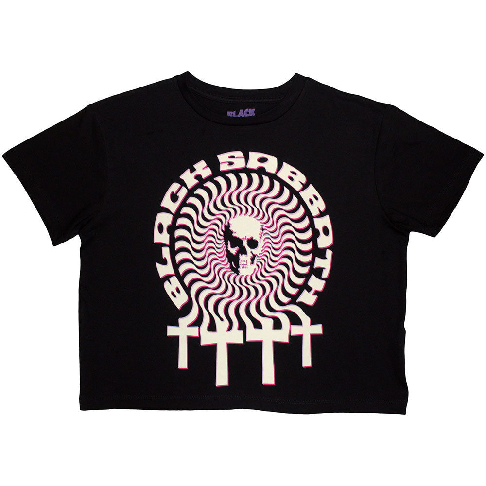Black Sabbath Ladies Crop Top: Hypnotic Skull