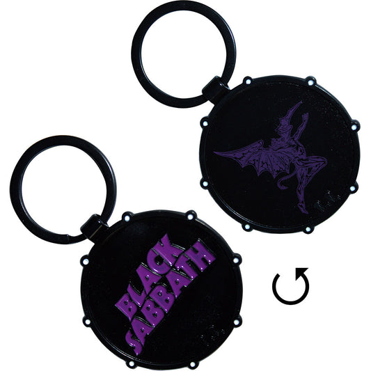 Black Sabbath Keychain: Wavy Logo & Daemon Drum